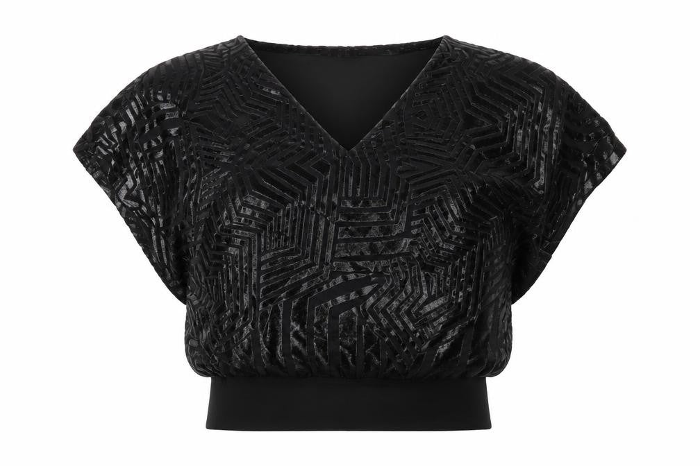 Wallis Womens Black Velvet Geometric Blouse Size S