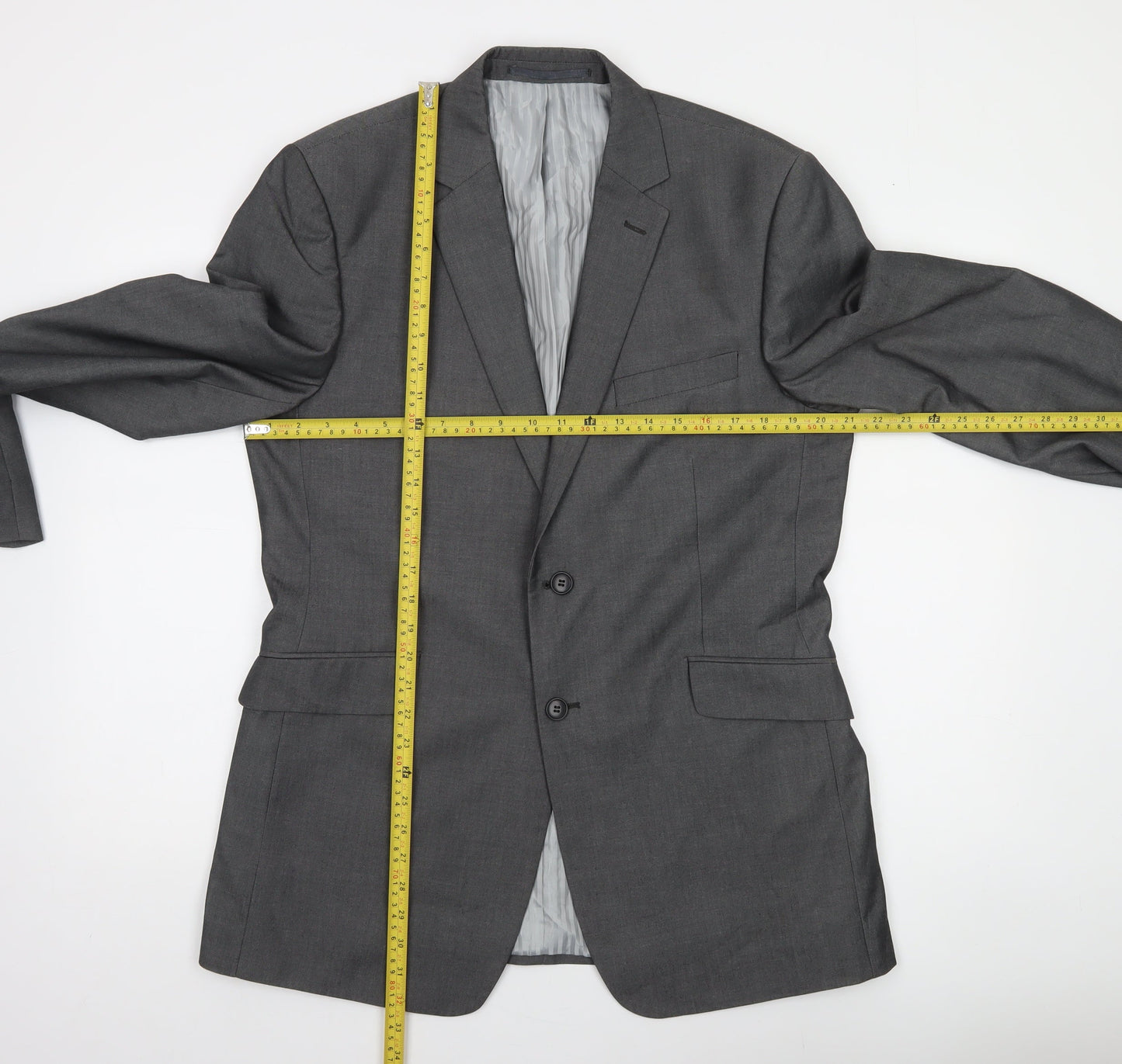 Burton Men's Grey 42R Tailored Fit Single-Breasted Blazer