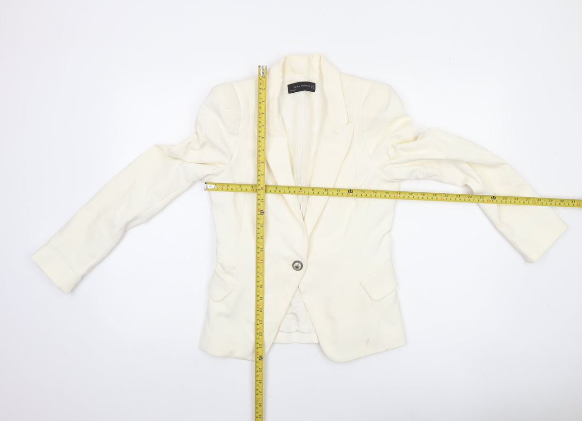 Zara Woman Ivory Single-Breasted Tailored Blazer Size S