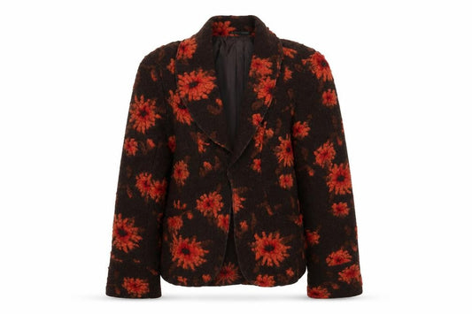 Marks & Spencer Per Una Brown Floral Wool Blazer Women Size 10