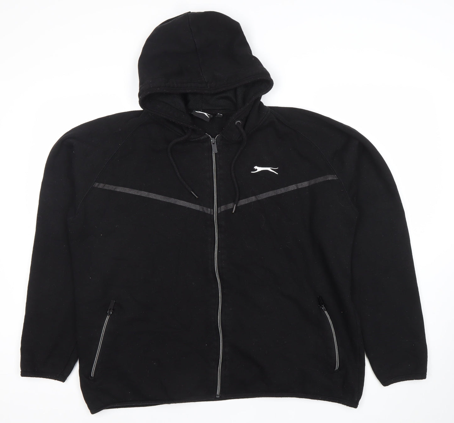 Slazenger Men's Black L Full Zip Hoodie with Logo & Pockets