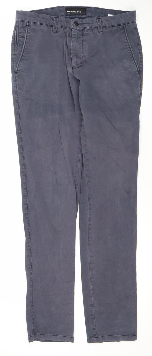 Remus Uomo Men's Blue Slim Fit Chino Trousers 32L