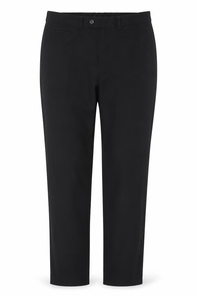 Remus Uomo Men's Black 32R Slim Fit Stretch Dress Trousers