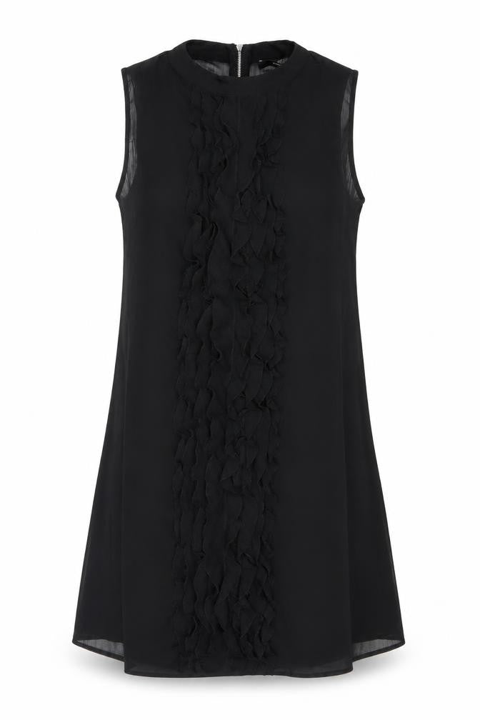 Vero Moda Women's Black Sleeveless Ruffle Shift Dress Size M