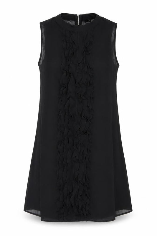 Vero Moda Women's Black Sleeveless Ruffle Shift Dress Size M