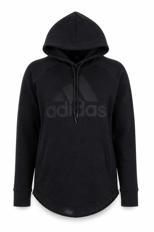 Adidas Womens Black Pullover Hoodie XS Cotton Blend Logo Sweatshirt