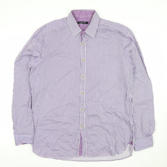Dunnes Men’s Purple Striped Long Sleeve Cotton Dress Shirt L