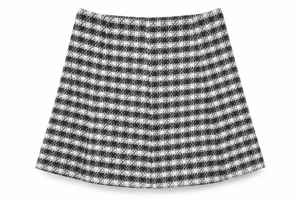 New Look Women’s Black Check A-Line Tweed Skirt Size 12