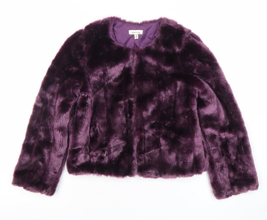 Monteau Girls Purple Faux Fur Lined Short Jacket Size S