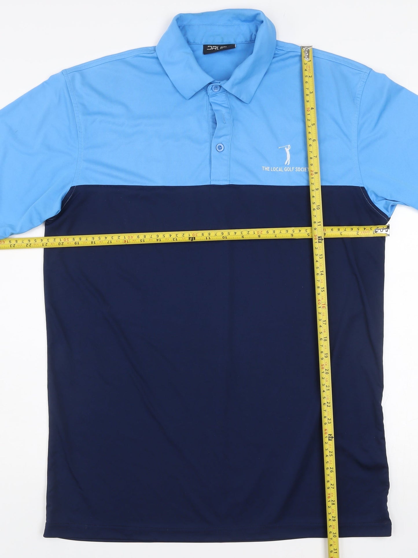 Druids Men's Blue Colourblock Golf Polo Shirt XL Lightweight Activewear