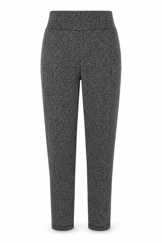 Savior Women's Black Patterned Button Detail High Rise Slim Trousers Size 8