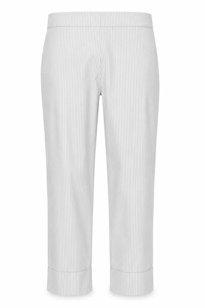 Gallery Women’s Grey Striped Cotton-Blend Jogger Trousers Size 8