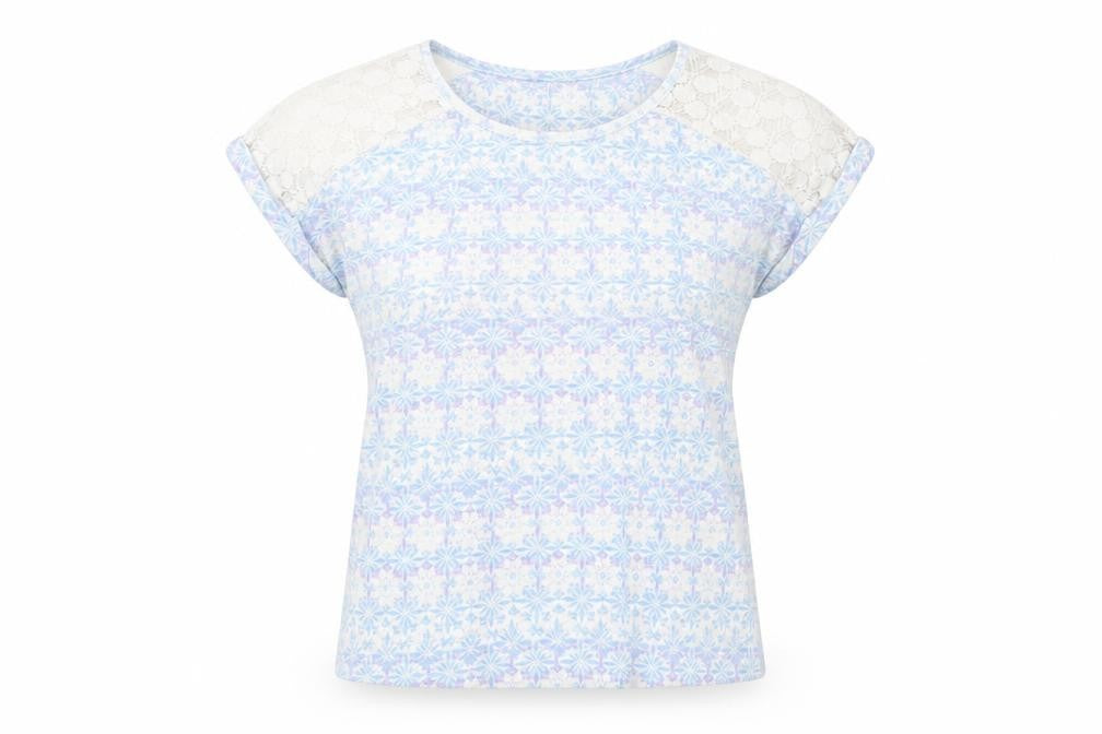 Marks & Spencer Women’s Blue Lace Shoulder T-Shirt UK 10