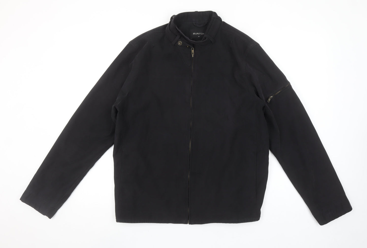 Burton Men's Black Biker Jacket Size M Cotton Blend Lined Zip Pockets