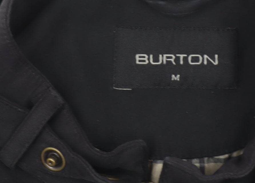 Burton Men's Black Biker Jacket Size M Cotton Blend Lined Zip Pockets