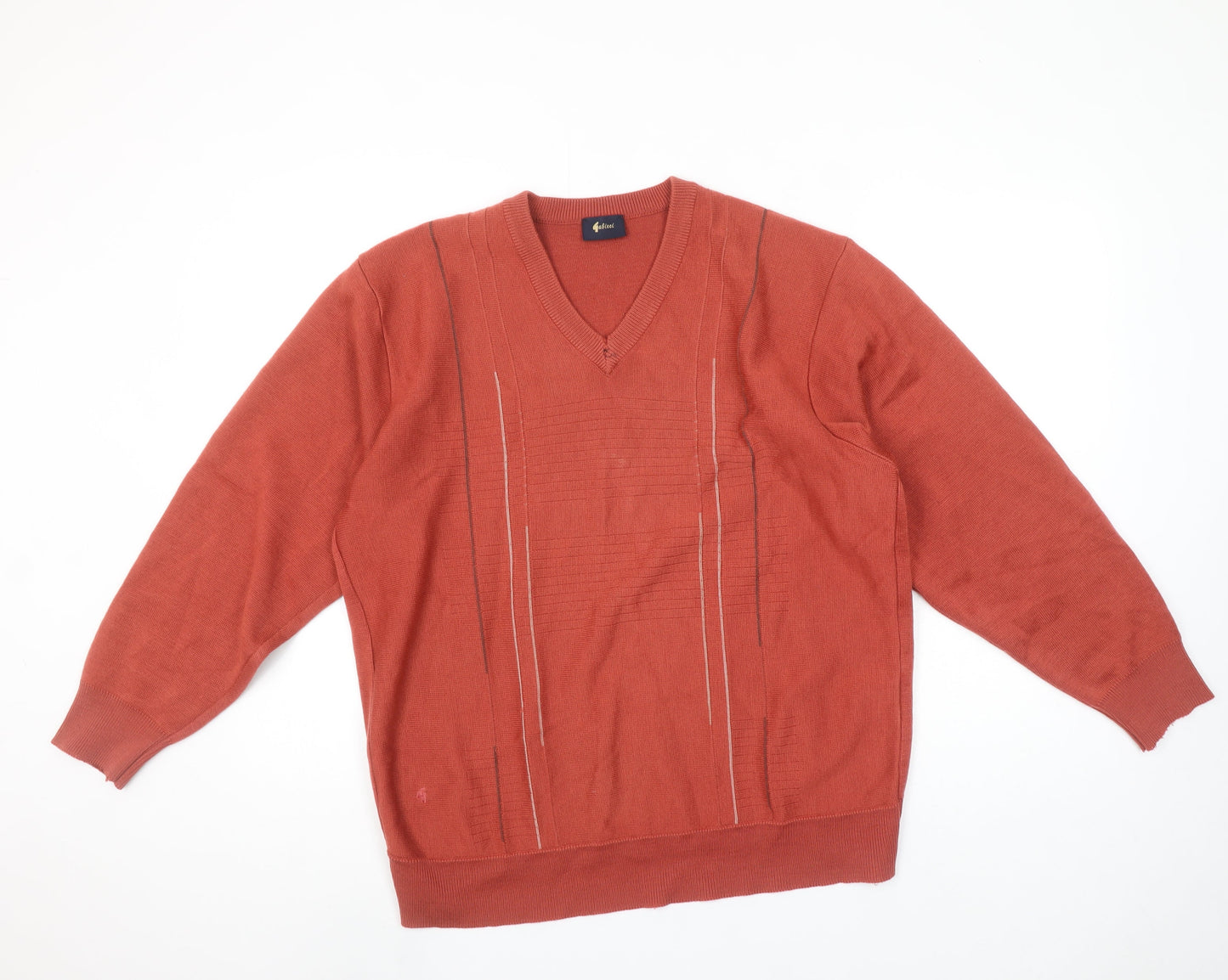 Gabeel Men's Brown Wool Blend V-Neck XL Pullover Jumper