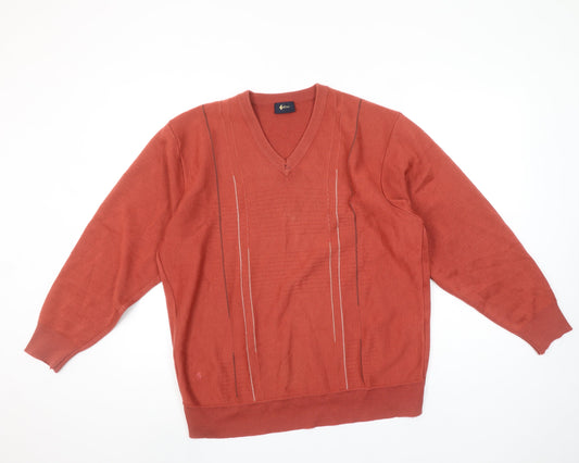 Gabeel Men's Brown Wool Blend V-Neck XL Pullover Jumper