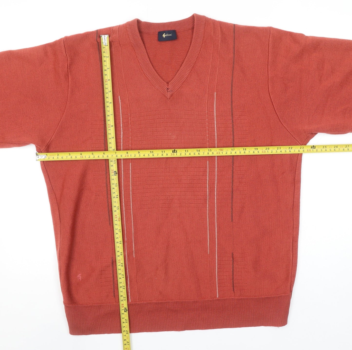 Gabeel Men's Brown Wool Blend V-Neck XL Pullover Jumper