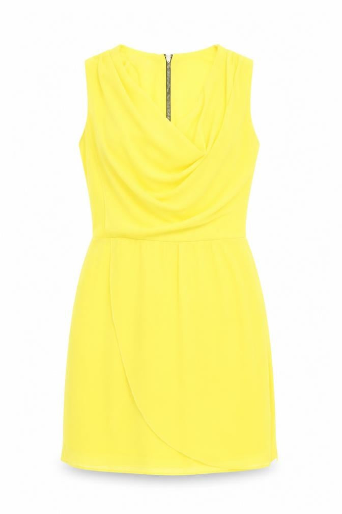 Wal G Women's Yellow Sleeveless Wrap Short Dress Size S