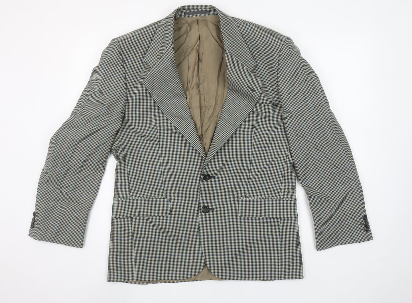 Pinstripe Fine Lines Men's Grey Check Wool Blazer 38 Short Regular Fit