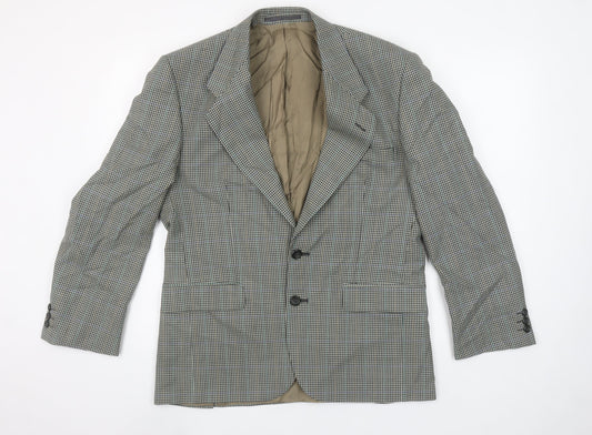 Pinstripe Fine Lines Men's Grey Check Wool Blazer 38 Short Regular Fit