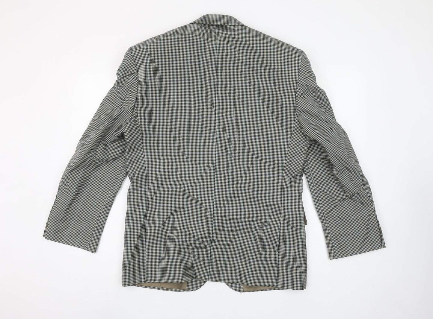 Pinstripe Fine Lines Men's Grey Check Wool Blazer 38 Short Regular Fit