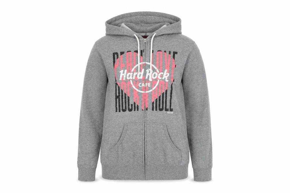 Hard Rock Cafe Women Grey M Basic Zip Hoodie Jacket