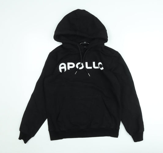 Apollo Men's Black Pullover Hoodie Small Graphic Print Cotton