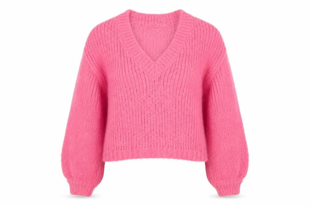 Vero Moda Women Pink Chunky Knit V-Neck Pullover Jumper Size M