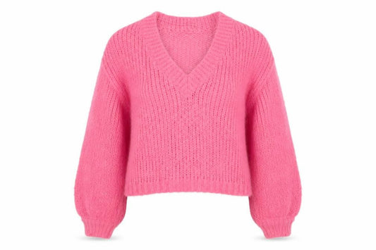 Vero Moda Women Pink Chunky Knit V-Neck Pullover Jumper Size M