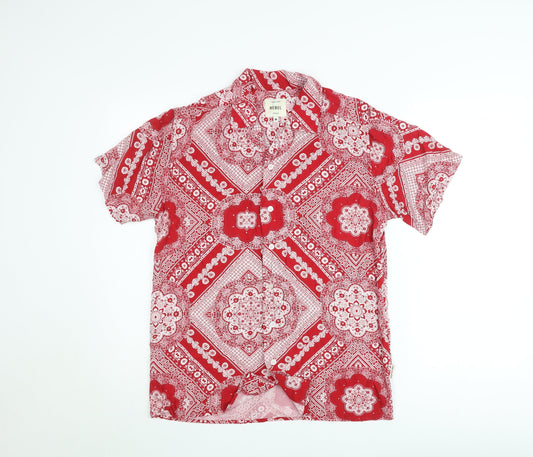 Redefined Rebel Men's Red Bandana Print Short Sleeve Button-Up Shirt M