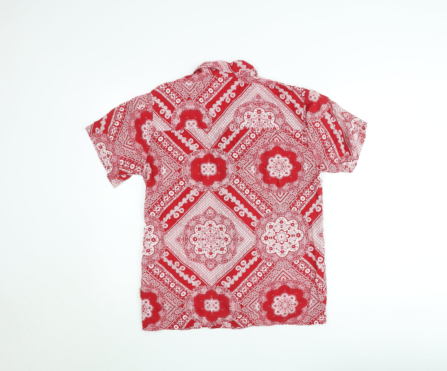 Redefined Rebel Men's Red Bandana Print Short Sleeve Button-Up Shirt M