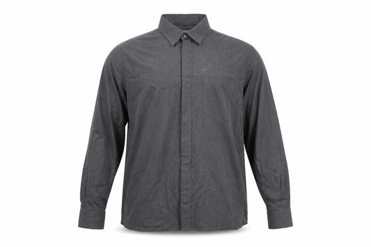 Clubman Men's Grey Long Sleeve Button-Up Shirt 18.5” Classic Fit