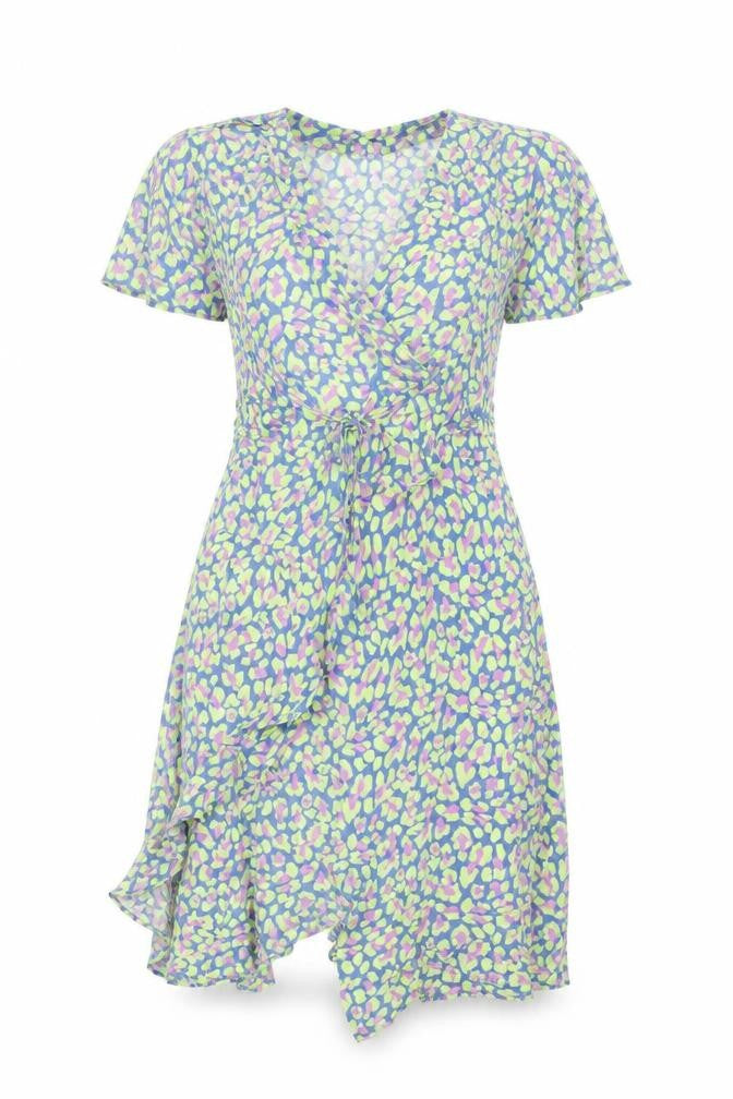 Pieces Women's Multicoloured XS Asymmetric Floral Mini Dress