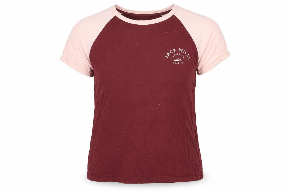 Jack Wills Women's Multicoloured Raglan Crew Neck T-Shirt Size 12
