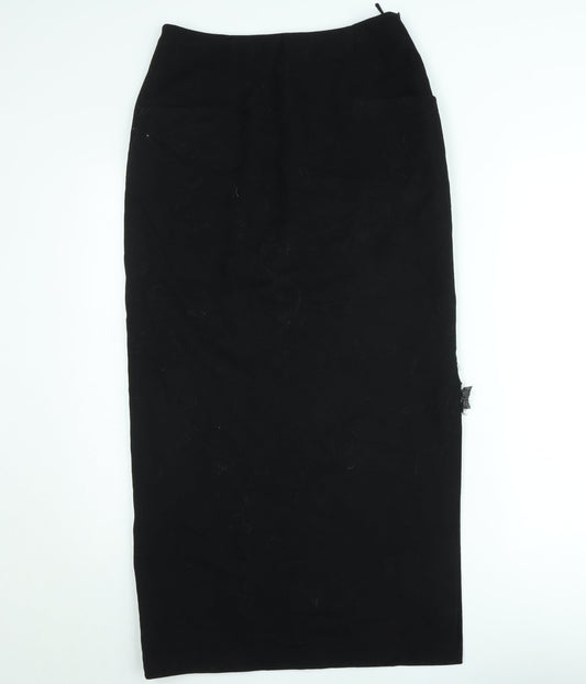Annette Görtz Womens Black Midi Pencil Skirt Size 10 Wool Blend