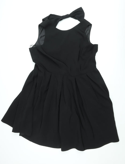 Myleene Klass Women's Black Fit & Flare Bow Back Sleeveless Dress Size 12