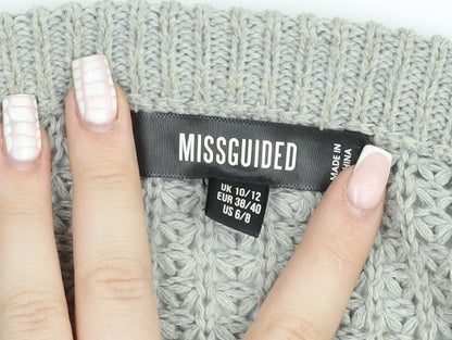Additional view of Missguided Women’s Grey Open-Knit Boat Neck jumper, size UK 10/12