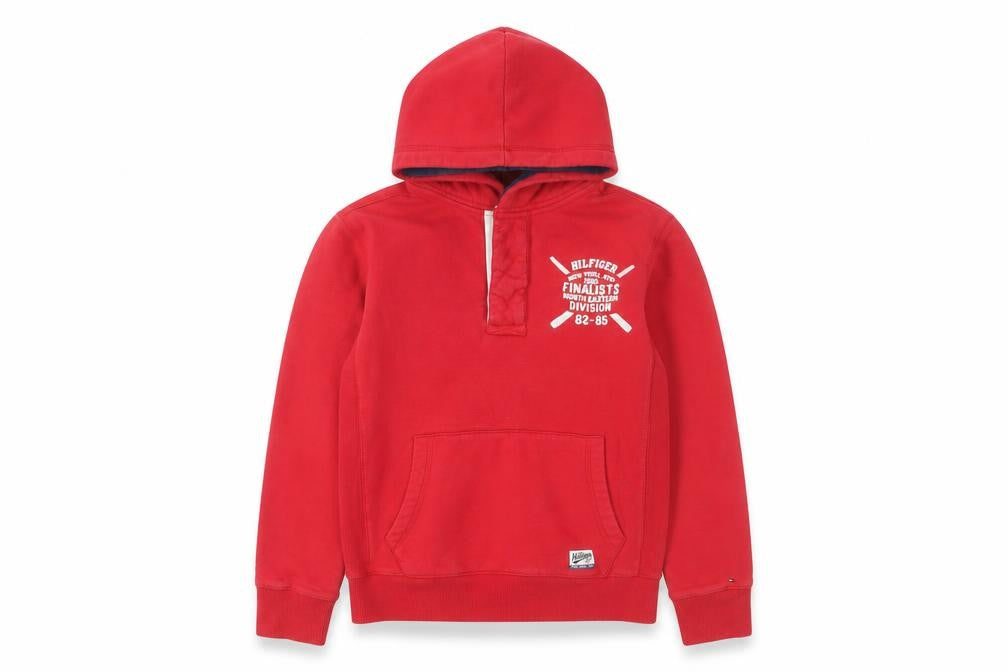 Tommy Hilfiger Boys Red Pullover Hoodie Size 14 Cotton Blend