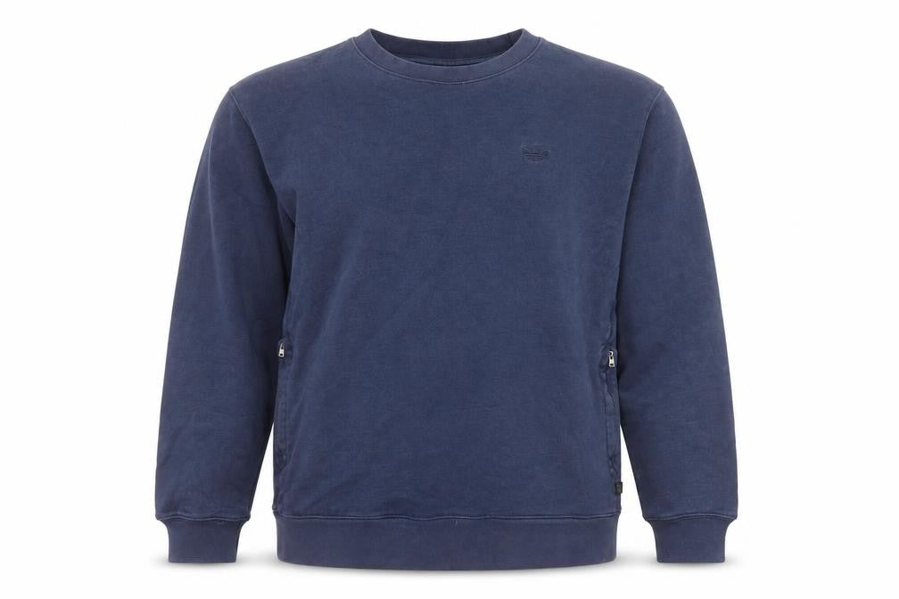 Adidas Mens Blue Crew Neck Zip Side Sweatshirt L Regular Fit