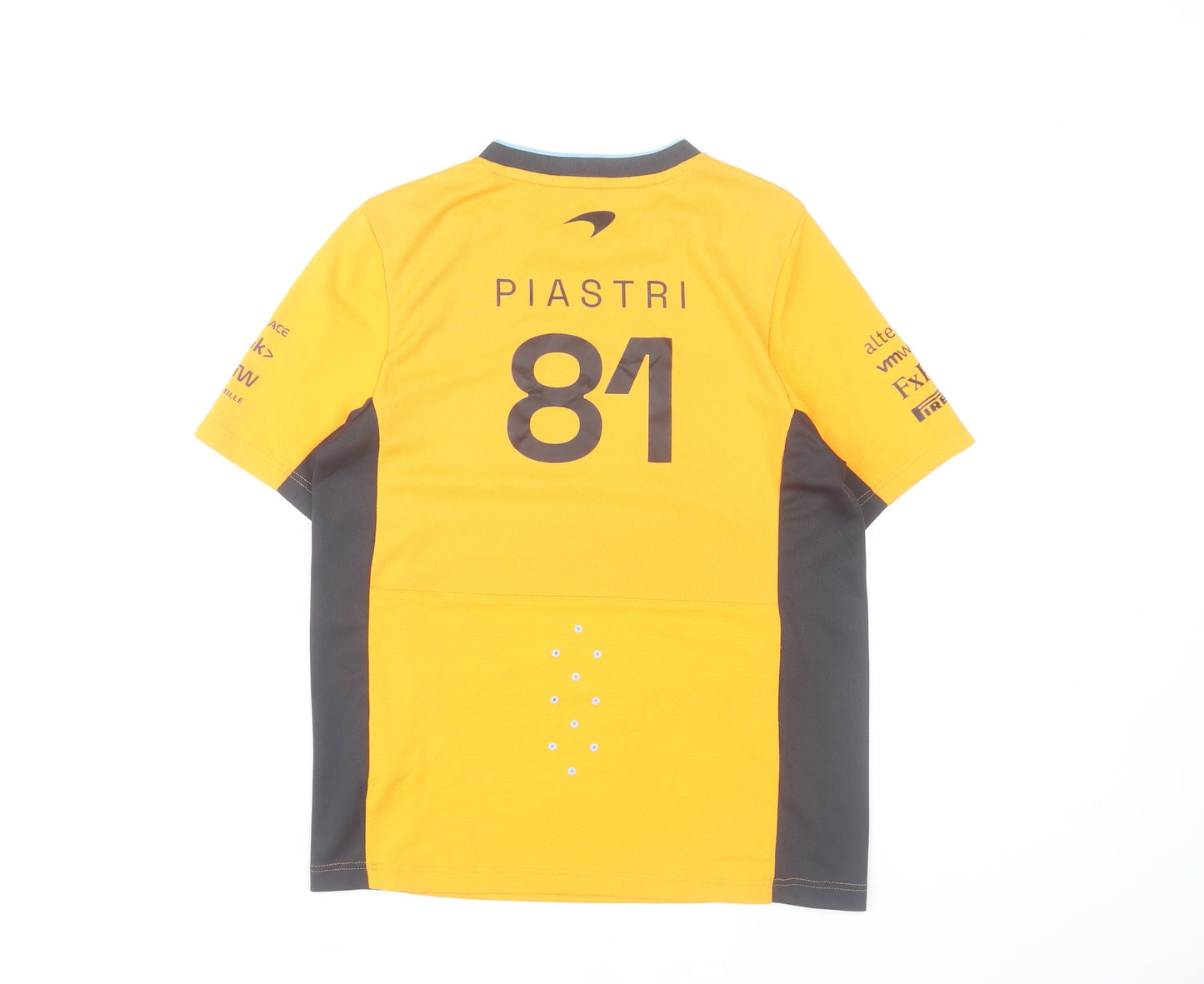 Castore Boys Yellow McLaren Racing Team T-Shirt Size 158 Short Sleeve
