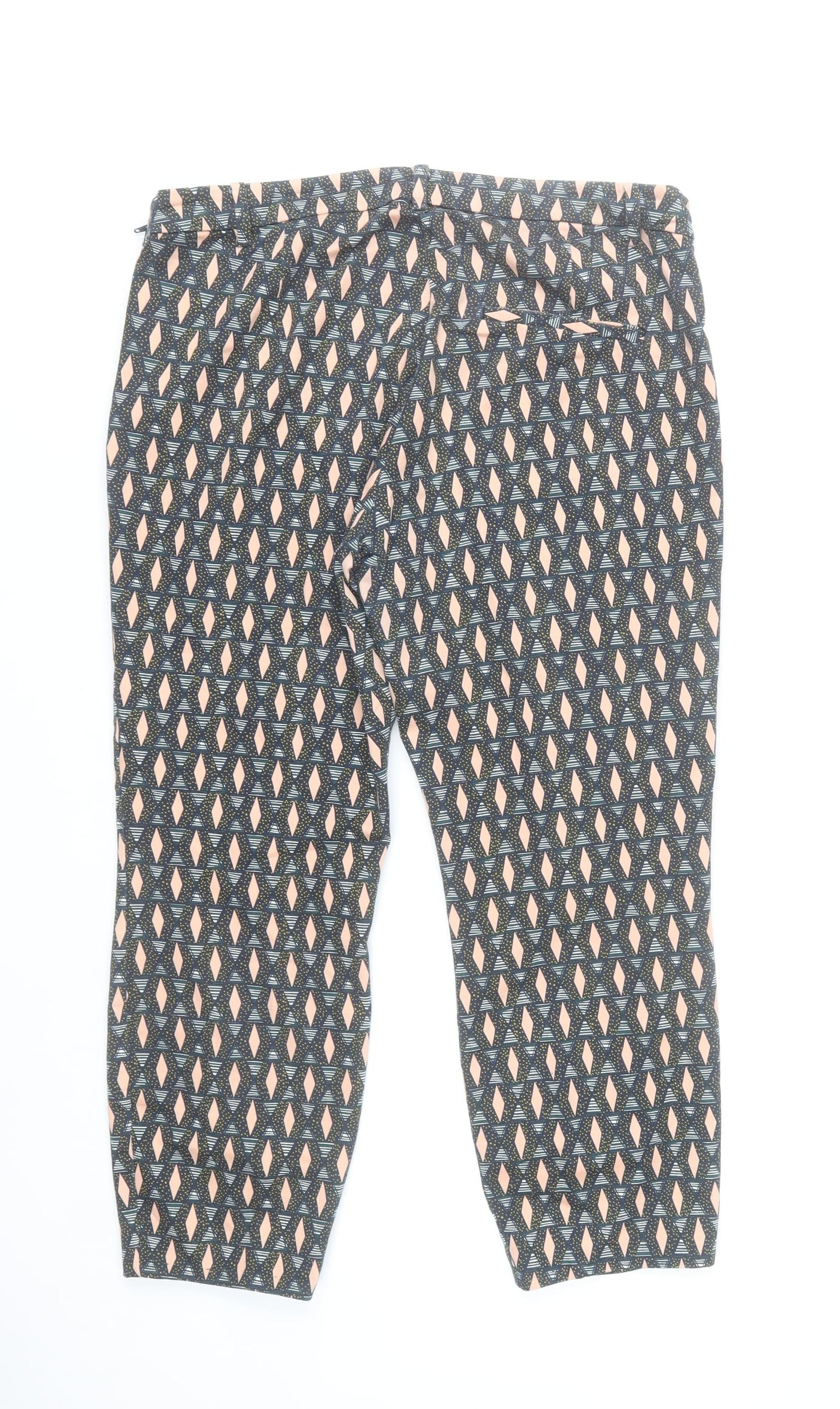 H&M Womens Multicoloured Geometric Trousers Size 12 Cotton Blend