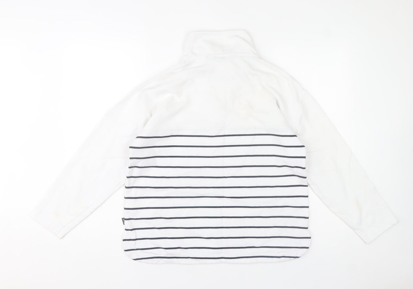 Regatta Women's White Striped 1/4 Zip Pullover Sweatshirt UK 12