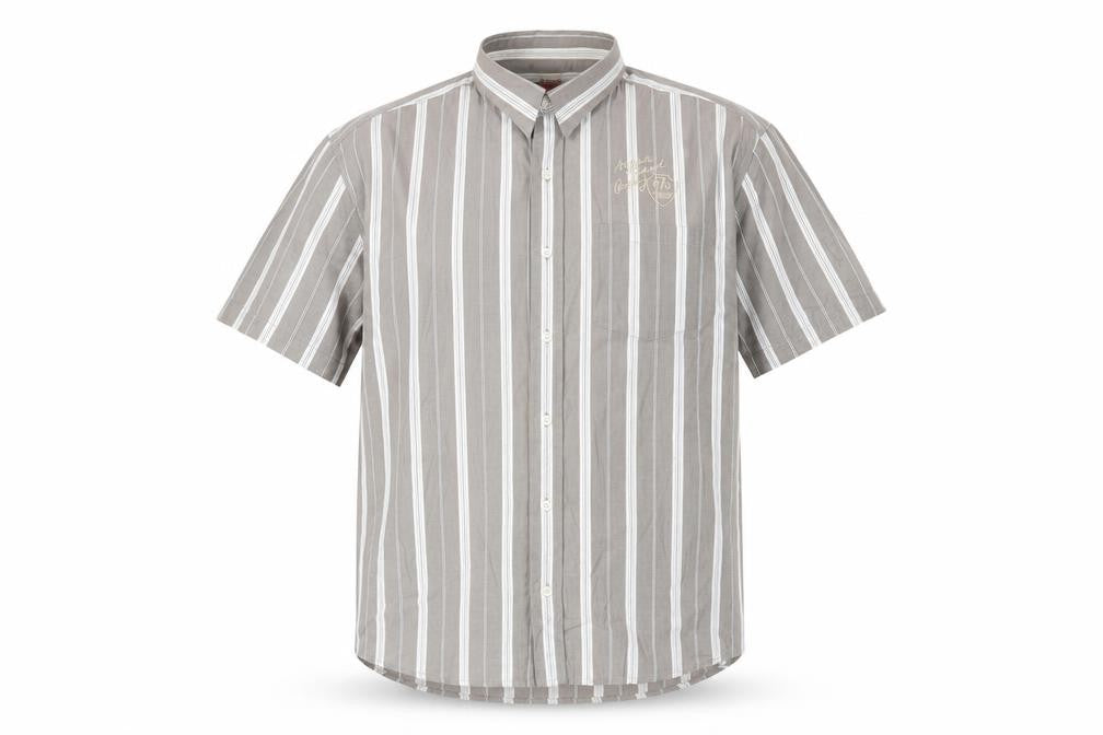 s.Oliver Men's Brown Striped Short Sleeve Button-Up Shirt L Regular Fit