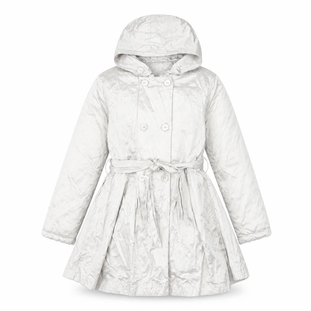 Barbara Farber Girls Grey Belted Hooded Trench Coat 8 Years