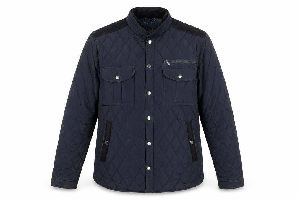 Izac Men's Navy Quilted Bomber Jacket L Polyester Casual Style