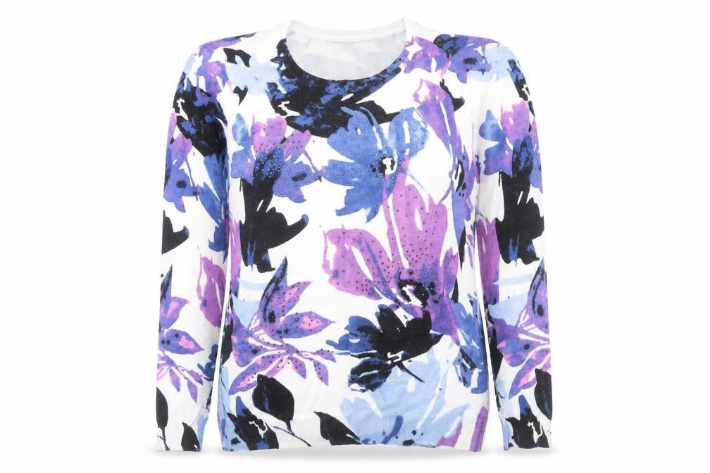 Mudflower Womens Multicoloured Floral Knit Pullover Jumper S