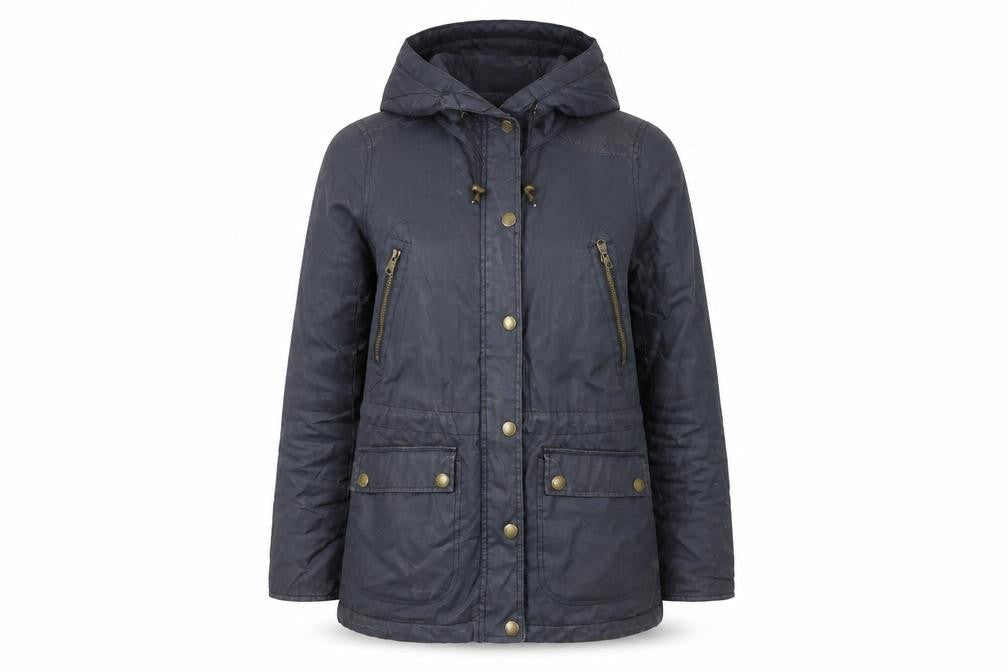 H&M L.O.G.G Women’s Blue Cotton Hooded Parka Jacket Size 8