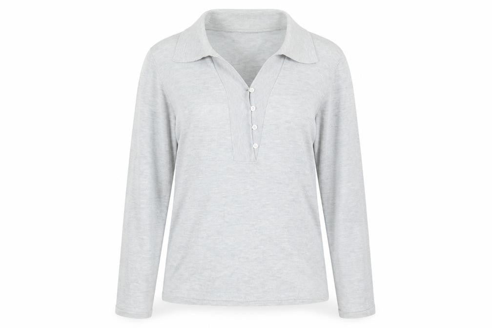 Tea Lane Women's Grey Collared Henley Knit Jumper Size S