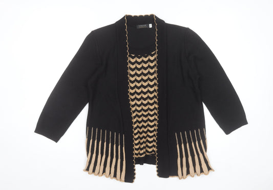Forever by Michael Gold Women's Black Tunic Knit Top Size S 3/4 Sleeve